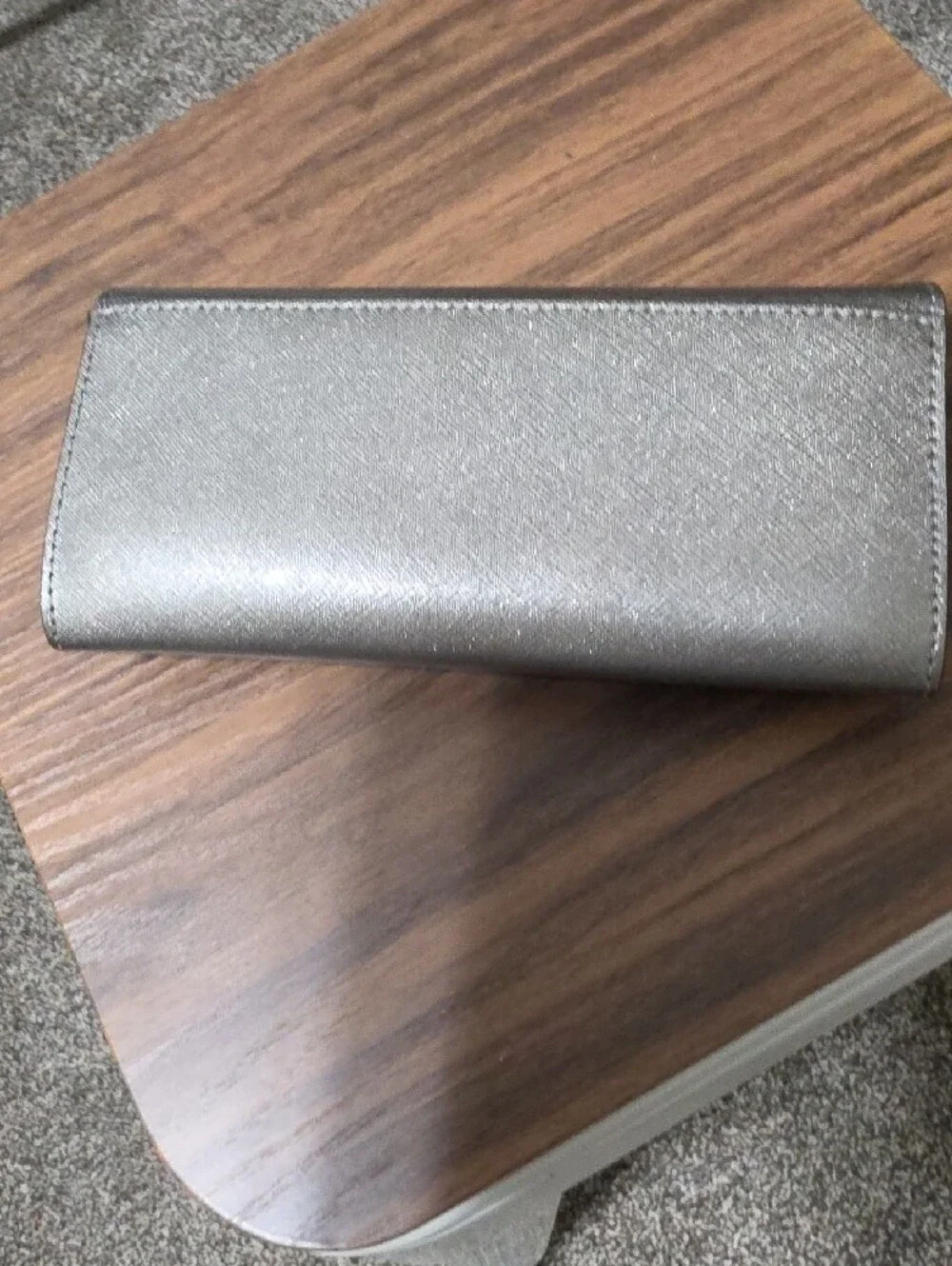 MICHAEL KORS Metallic Silver Saffiano Trifold Wallet